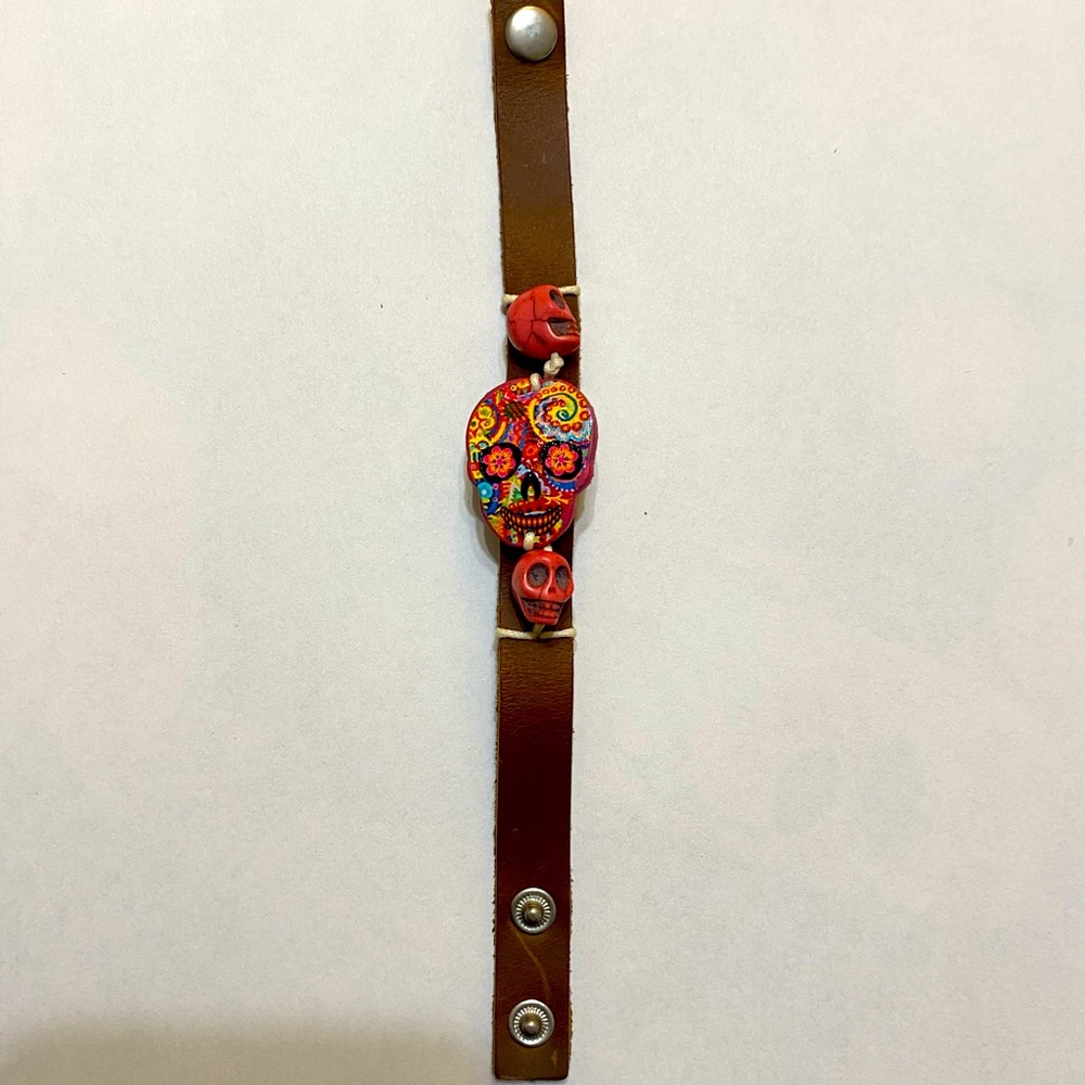 Artisan sugar skull bracelet